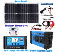 Kit d'onduleur solaire 6000W, production d'énergie complète, panneau solaire 600W, système 110V/220V, panneau solaire 12V, contrôleur de charge de batterie 4000W 110V