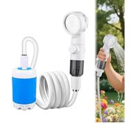 Kit Douche Portable de Camping Pompe Électrique Rechargeable 5000mAH avec Tête de Douche Vanne D'arrêt pour Extérieure, Randonnée