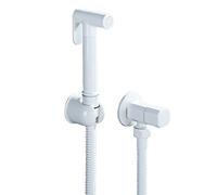 Kit Douchette WC Blanc Kit Hygiene WC Laiton | Pulvérisateur de Bidet à Main avec Tuyau Laiton Eau Froide avec Valve G1/2"