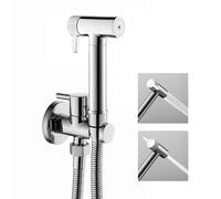 Kit Douchette WC Chrome, Douchette Toilette WC aver Support et Tuyau 1,2 m, Pulvérisateur de Bidet à Main e Jet à Deux Fonctions, Douchette à Main Bidet pour Toilette Mural en Laiton