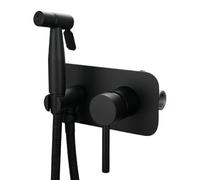 Kit Douchette WC Encastrée Mitigeur Lave Main WC Eau Chaude et Froide | Robinet Douchette WC en Laiton à Commande Unique, Douchette Bidet à Pression, Raccord G1/2, Noir