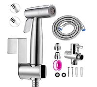 Kit Douchette wc,Pulvérisateur de toilette pour bidet,jet à deux fonctions, facile à installer, Pulvérisateur pour L'hygiène Personnelle Quotidienne, Jeu de Tuyaux Mural (Argent)