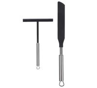Kit D'outil à Crêpes en Acier Inoxydable, Noir | Usage Facile, Design Ergonomique, pour Maisons et Restaurants, Ustensile Créatif, Nylon et Métal
