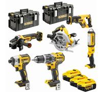 Kit d'outils 18V XR- perceuse - visseuse à percussion DCD796, visseuse à chocs DCF887, meuleuse 125 mm DCG405, scie circulaire 184 mm DCS570, Lampe d'inspection LED DCL050 - DEWALT - 3 batteries 18V 5