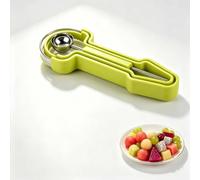 Kit d'outils 3-en-1 pour cuillère à melon en acier inoxydable | Cuillère à fruits double face en acier inoxydable, préparation facile des fruits pour le cantaloup, le kiwi, le melon.