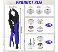 Kit d'outils à pince robuste de 140 pièces, bleu, 15 mm