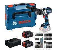 Kit d'outils Bosch : GSB 18V-110 C + 2 batteries GBA 5,0 Ah + GAL 12V/18V-80 + jeu d'embouts dans une L-BOXX