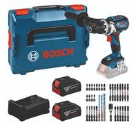 Kit d'outils Bosch : GSR 18V-110 C + 2 batteries GBA 5,0 Ah + GAL 12V/18V-80 + jeu d'embouts dans une L-BOXX