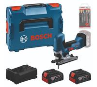 Kit d'outils Bosch : GST 18V-125 S + 2 batteries GBA 5,0 Ah + GAL + jeu de lames de scie sauteuse dans une L-BOXX
