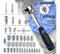 Kit d'outils - Coffret d'outils de 97 pièces - Ensemble complet d'outils manuels - Couleur bleu