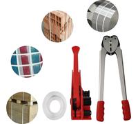 Kit d'outils de cerclage, force de serrage maximale 1000 N, résistance à la rupture 40 kg/88 lb, largeur de bande d'emballage appropriée 12-16 mm, longueur de la soudeuse de cerclage 36 cm, poids net 