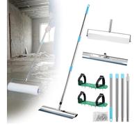 Kit d'outils de ciment autonivelant - Rouleau à pointes pour sol époxy - Chaussures à crampons pour sols époxy, outils de béton, grattoir en acier inoxydable - Avec tige d'extension de 40 à 160 cm
