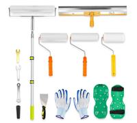Kit D'outils de Ciment Autonivelant, Télescopique 53-115cm, Rouleau Debulleur Ragreage 50 cm+24cm,Autonivelant Grattoirs