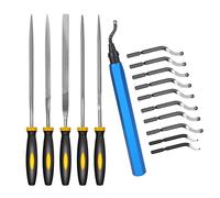 Kit d'outils de débavurage pour impression 3D avec 11 lames HSS et 5 limes à aiguille diamantées pour l'élimination des bavures sur métal, résine, cuivre et plastique Orange 16PCS Set