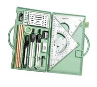 Kit d'outils de géométrie - 16 accessoires de dessin - 28 x 15,5 x 5 cm - Système de mesure de précision - Organisation professionnelle - Équipement pédagogique - Systèmes d'application