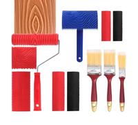 Kit d'outils de grain de bois - 11 pièces - Ensemble de rouleaux de peinture avec motif réaliste - Poignée ergonomique - Outil de structure en bois avec utilisation facile - DIY pour meubles