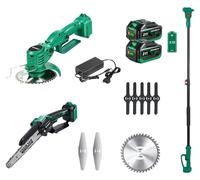 Kit d'outils de jardin, moteur sans balais, longueur réglable, 2 batteries