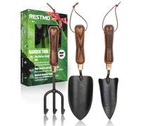 Kit d'outils de jardin robustes 3-en-1 avec manche en bois ergonomique