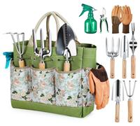 Kit d'outils de jardinage 9 pièces avec sac de rangement – Outils de jardin pour l'entretien des plantes