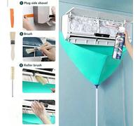 Kit d'outils de nettoyage de climatiseur split, avec tablier de nettoyage de climatiseur en PVC imperméable et outils de nettoyage CVC, housse de maintenance en PVC anti-fuite convenant pour le salon