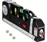 Kit d'outils de niveau laser polyvalent, niveau laser multifonction avec ligne croisée standard, ruban à mesurer de 8 pieds Noir 1 pièce,Noir 2 piècesAlliage d'aluminium