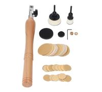 Kit D'Outils de Ponceuse à Bol, Outils de Ponçage pour Tour à Bois, Ponceuse à Main avec Tête de Broche Rotative, Disques Ronds, Tampons de Polissage, 50 X Papiers de Verre, clé