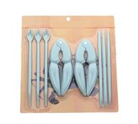 Kit d'outils de préparation de fruits de mer avec 2 craquelins à crabe, 3 fourchettes, 3 cuillères pour pattes de crabe, griffes de homard et coquilles dures (bleu)