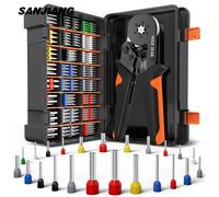 Kit d'outils de sertissage de virole à cliquet auto-ajustable Hexagonal 23-7AWG 0.25-10 mm2 Kit de sertissage avec manchons de virole bornes de fil HSC8 10-6A