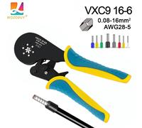 Kit d'outils de sertissage de virole, kit de pinces à sertir pour virole de fil, sertisseuses hexagonales (0,08-16 mm2/AWG28-5) pour connecteurs de virole de fil Green 16-6 400pcs