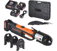 Kit d'outils de sertissage et de batteries SucceBuy, pince à sertir électrique avec mâchoires V15, V22 et V28, 2 batteries 20 V 4,0 Ah