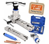 Kit d'outils d'évasement excentrique à 45° pour tuyaux de 6 à 19 mm | Kit d'ébavurage simple avec embrayage, coupe-tube et outil d'ébavurage pour tubes en cuivre et aluminium.