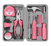 Kit d'Outils DIY 24pc Rose pour Femmes. Petite Boîte à Outils Idéale pour Débutantes, pour la Maison & le Bureau