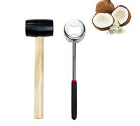 Kit d'outils d'ouverture de noix de coco, ensemble d'ouvre-noix de cocoen acier inoxydable avec maillet en caoutchouc pour une jeune noix de coco super sûre et facile à ouvrir