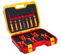 Kit d'outils électriciens isolés - LEVYS - 12 pièces - Isolé 1000 V - Tournevis manuel - Tournevis plat et cruciforme