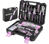 Kit d'outils, ensemble de 158 pièces, solution de rangement compacte, couleur rose