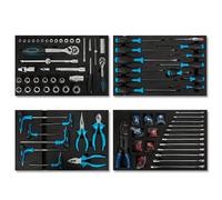 Kit d'outils multifonctions EBERTH, 81 pièces, pour chariot à outils, inserts en mousse étiquetés, carbure, poignées ergonomiques, bleu