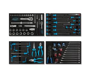 Kit d'outils multifonctions EBERTH, 81 pièces, pour chariot à outils, inserts en mousse étiquetés, carbure, poignées ergonomiques, bleu