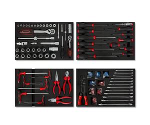 Kit d'outils multifonctions EBERTH, 81 pièces, pour chariot à outils, inserts en mousse étiquetés, carbure, poignées ergonomiques