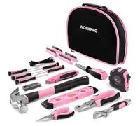 Kit d'Outils Pink Rose 103 Pieces WORKPRO - Sac a Outils avec Sac Rond Portable - Outils de Finition Chromee Durable et Resistant - Parfait pour Bricolage, Entretien Domestique