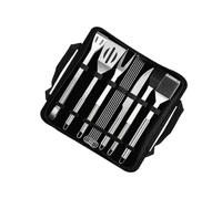 Kit D'outils pour Acier Inoxydable 12 Pièces Barbecue | Spatule, Pince, Couteau, Fourchette, Brosse, Pique, pour Pique-niques Camping