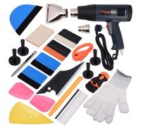 Kit d'outils pour application de films adhésifs, comprenant un pistolet thermique, 15 pièces, pour films adhésifs automobiles