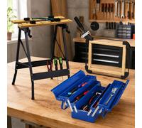 Kit d'outils pour atelier de bricolage (3 pièces) – Sac à outils à 5 compartiments, tendeur de ruban adhésif et table de serrage mobile