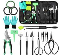 Kit d'outils pour bonsaï - Ensemble d'entretien du jardin - Pour la taille et la formation des plantes - Ensemble complet de 24 pièces - 35 cm - Noir