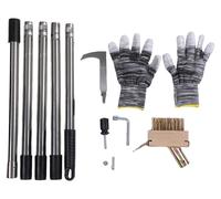 Kit d'outils pour débroussailleur avec manche télescopique réglable de 160 cm, brosse débroussailleuse 2-en-1 en acier inoxydable pour éliminer la mousse sur la terrasse, sur le trottoir
