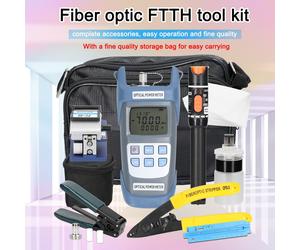 Kit d'outils pour fibre optique FTTH Power Meter Fiber Cleaver Wire Stripper Optical Fiber Cold Connection Tools Set with Storage Bag