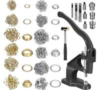 Kit d'outils pour œillets - Presse manuelle - 3 matrices n° 0, n° 2, n° 4 - 3 000 œillets dorés et argentés - Kit d'outils de perforation - Noir