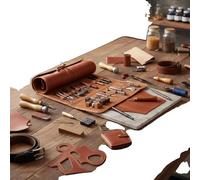 Kit d'outils pour le travail du cuir, avec sac de rangement portable, polyvalent pour tous les niveaux de compétence, couleur marron