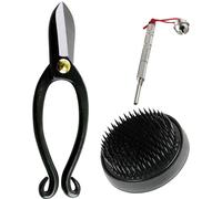 Kit d'outils pour l'ikebana : ciseaux, support floral (kenzan) et outils d'entretien