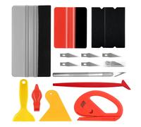 Kit d'outils professionnels pour l'installation de films vinyle et de papier peint, avec raclette en feutre, coupe-film et lisseur de bulles pour le covering automobile et la teinte de vitres Kit 12Pc