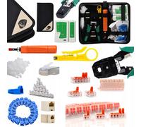 Kit d'outils réseau 9-en-1 comprenant un testeur LAN, une pince à sertir et un outil KRONE